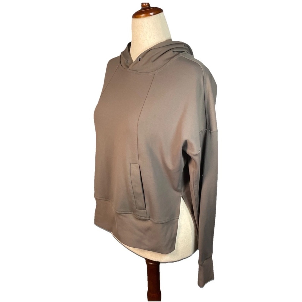 Athleta Mission Hoodie Sweatshirt Shale Gray Pullover Stretch Womens Size Small - Picture 2 of 7
